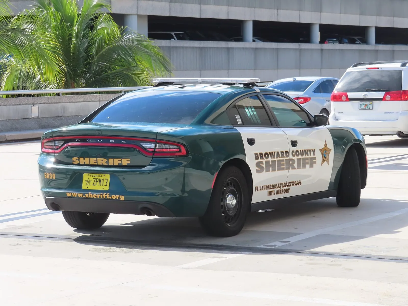 Real world photo for comparison: Broward County Sheriff Dodge Charger at Fort Lauderdale Airport.